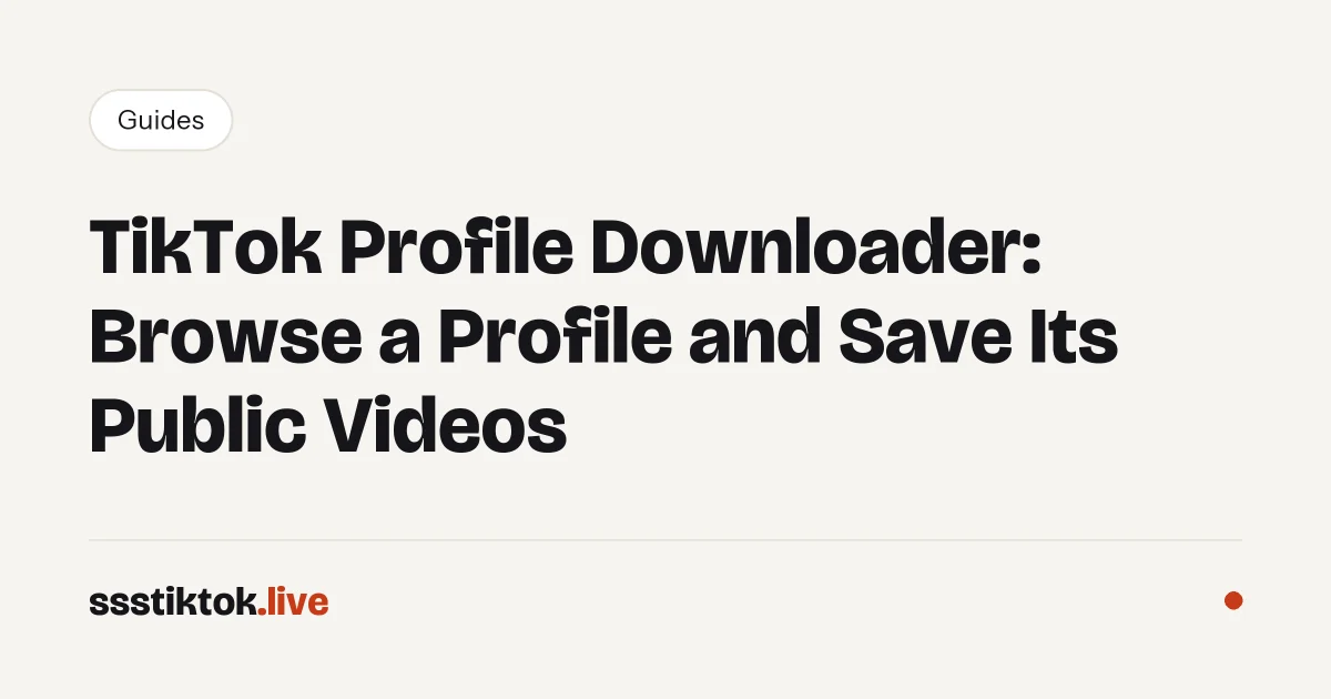 TikTok Profile Downloader: Browse a Profile and Save Its Public Videos